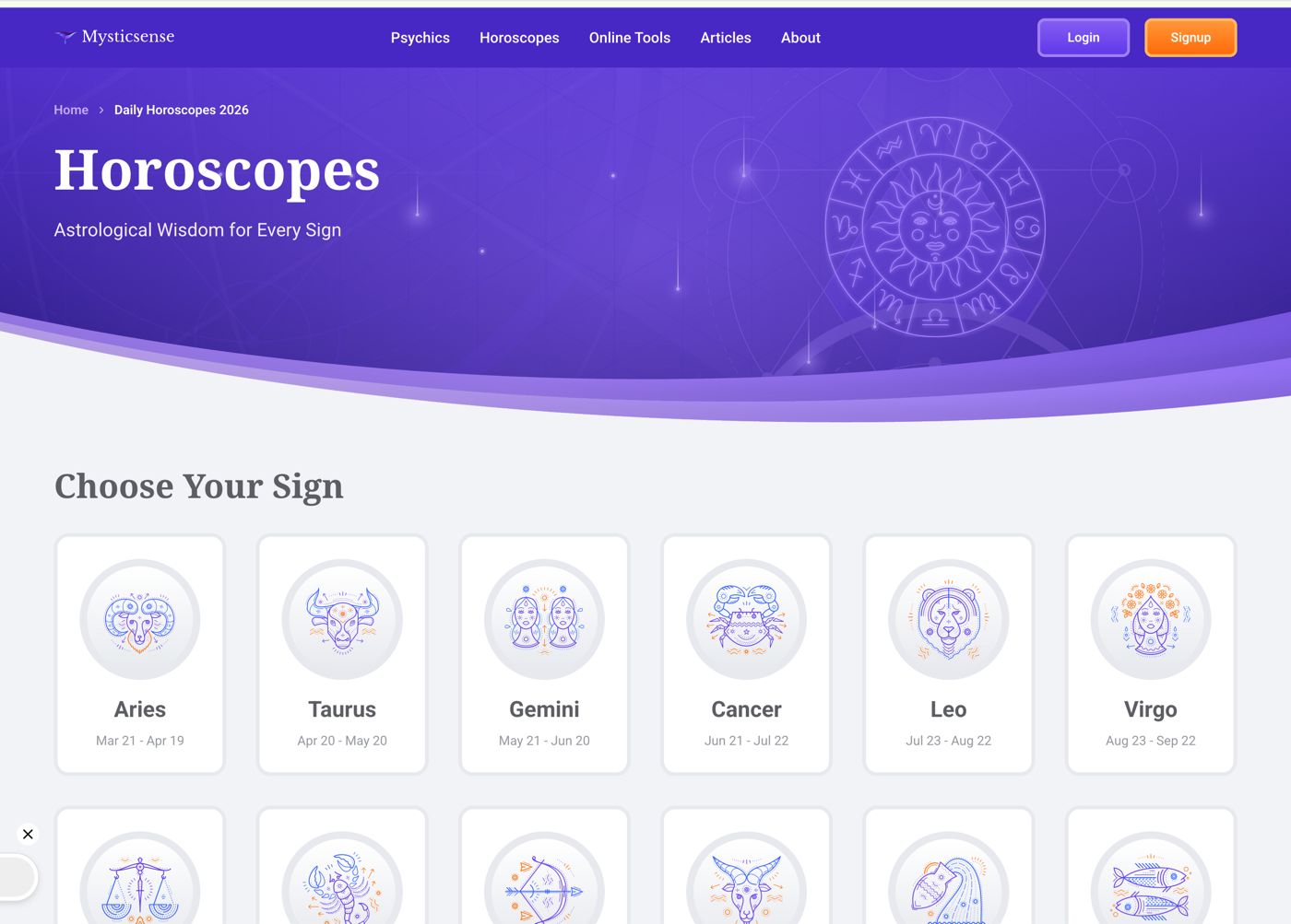 Mysticsense reading interface screen