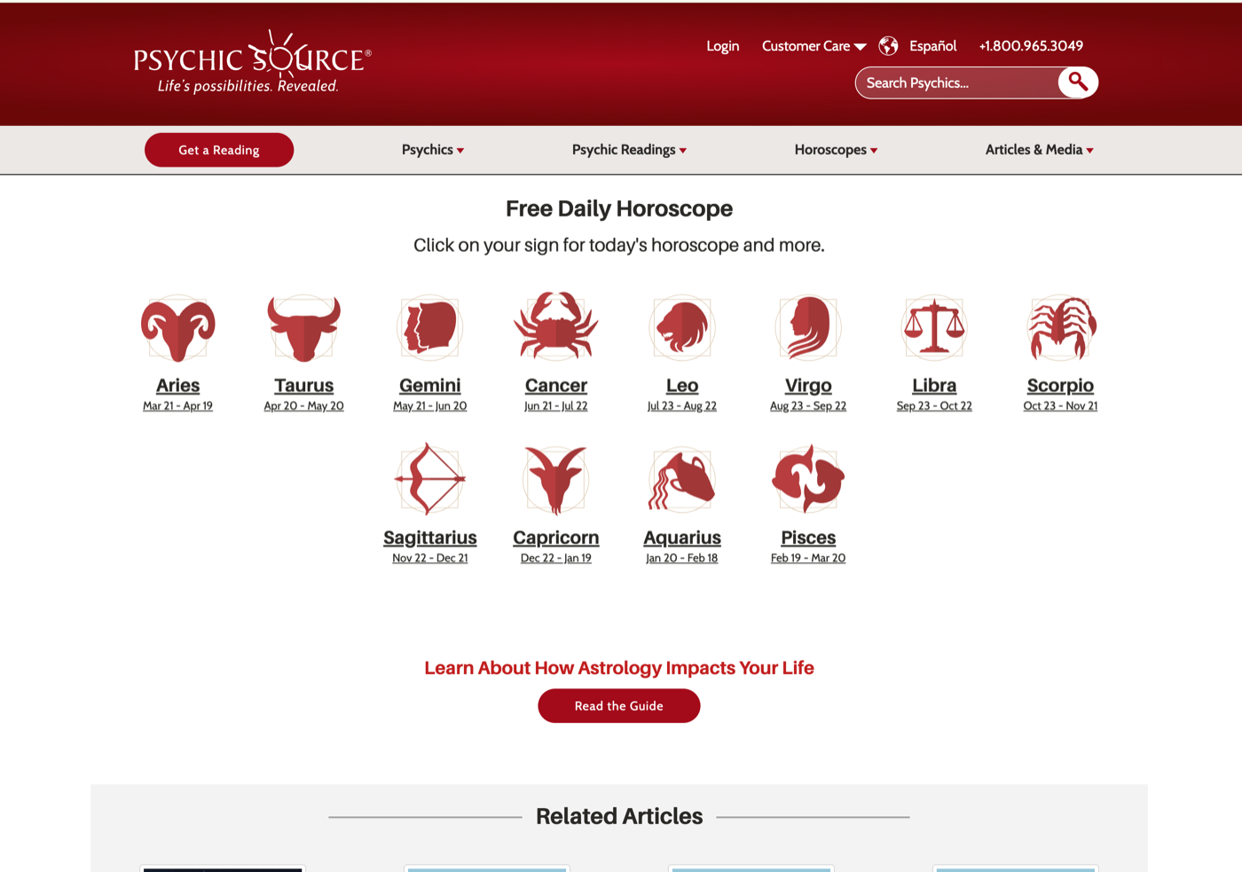 Psychic Source reading interface screen
